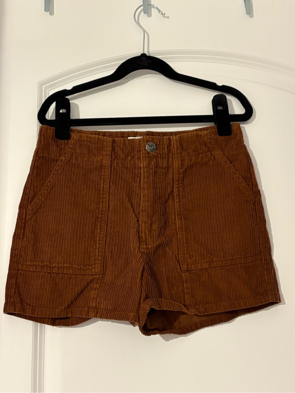 Roxy High-Waist Corduroy Shorts in Rust Brown
